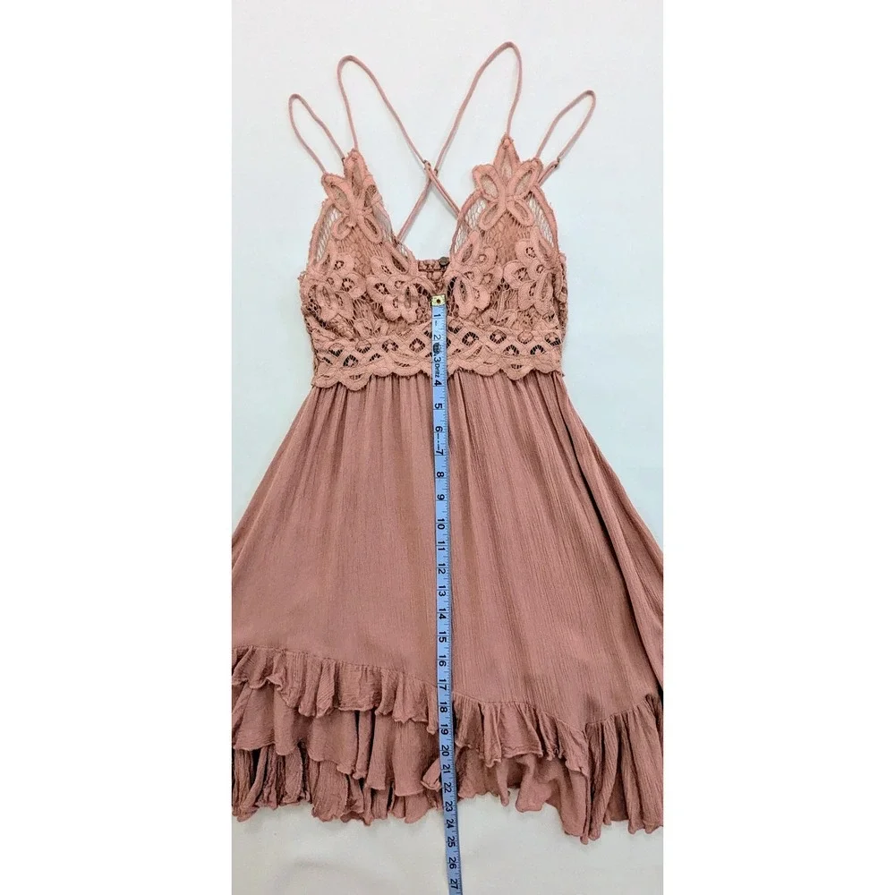 Free People FP One Adelia Slip Dress Lace Rose Blush Pink Small S